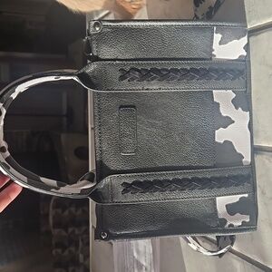 Black purse cow print straps and crossover strap